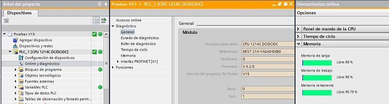 Cuanto ocupa el proyecto en TIA Portal