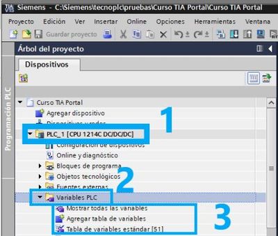 Dónde estás las tablas en mi programa de PLC