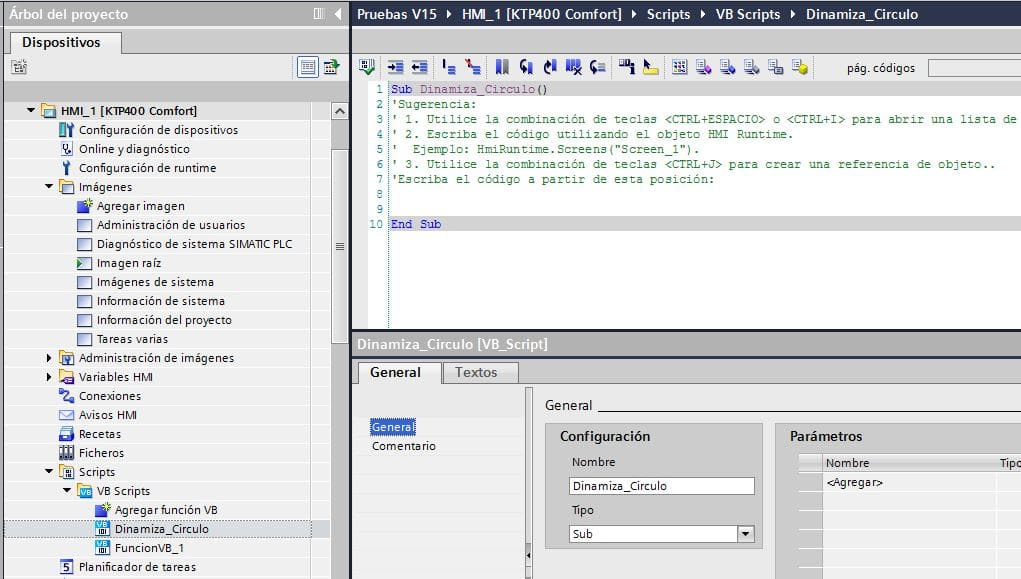 Nombre al crear script en TIA Portal.