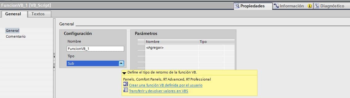 Parámetros en un script en TIA Portal.