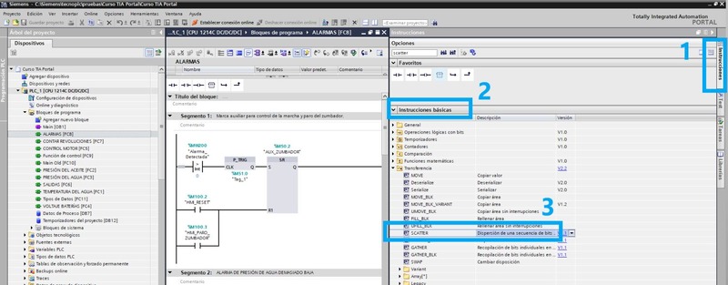 Scatter TIA Portal para ver estado de bits en variable bit word dword.