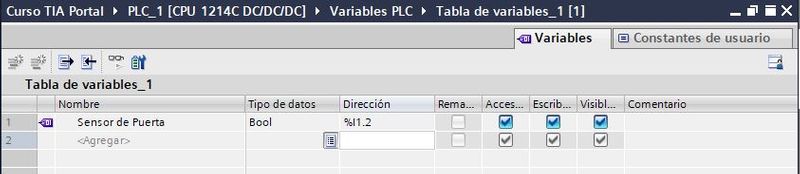 Se ha generado una dirección y un tipo de datos por defecto