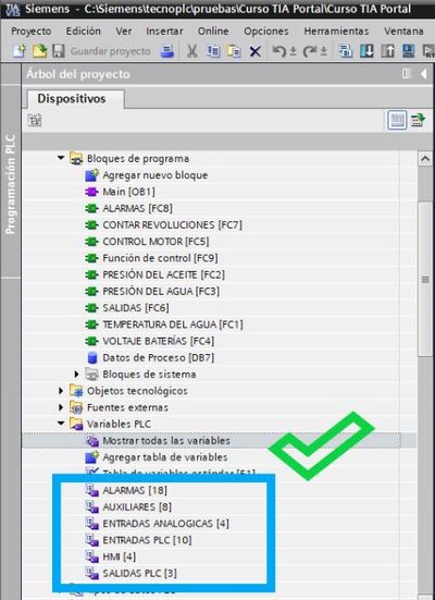 Utilizar tablas de variables en TIA Portal para clasificar y estructurar el programa