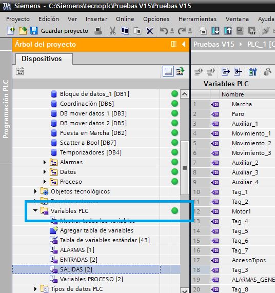 Ver Online el valor de las tablas de variables.