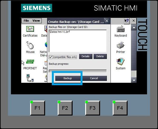 Backup programa HMI TIA Portal para guardar en tarjeta SD