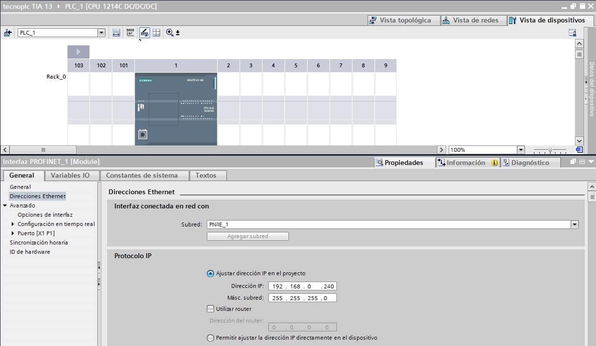 Configuración TIA Portal para servicio remoto TIA Portal a S7-1200.