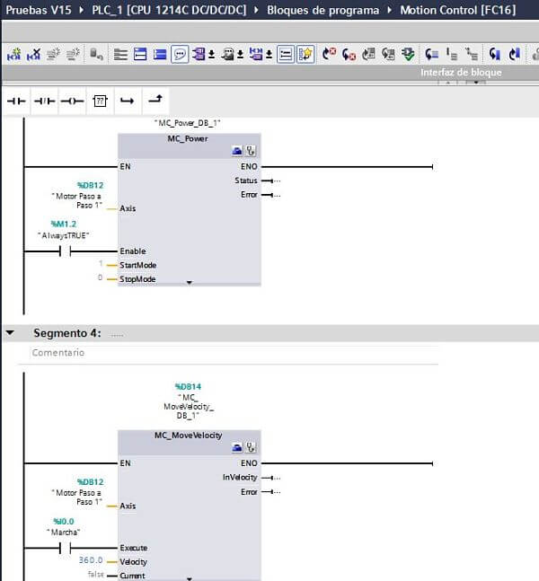 Configuración básica de las entradas de las funciones de Motion Control