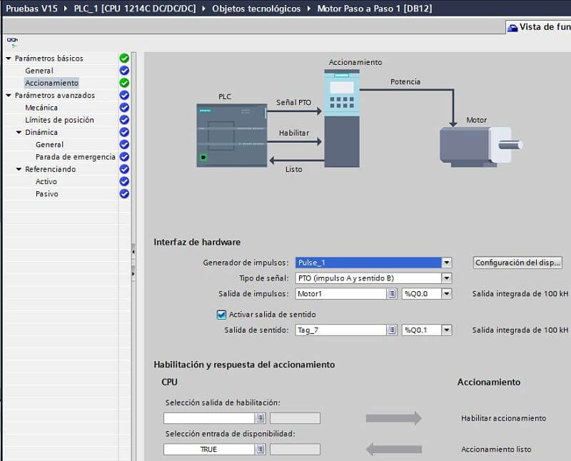 Configuración del generador de impulsos