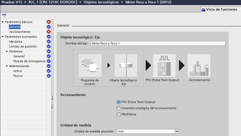 Configurar tren de pulsos para motor paso a paso