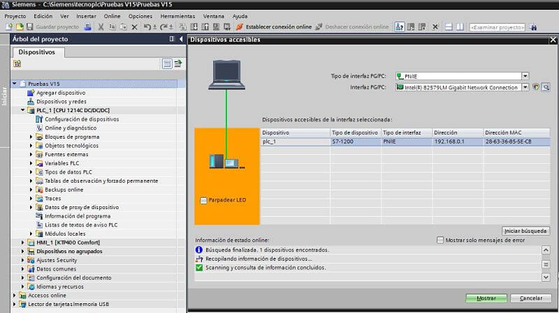 Determinar si existe comunicación con el PLC TIA Portal