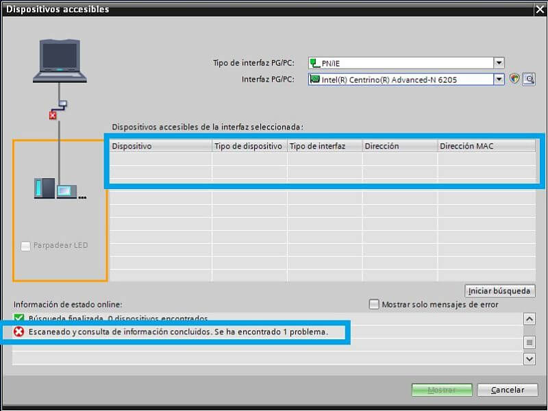 No se puede detectar IP de PLC Siemens en TIA Portal