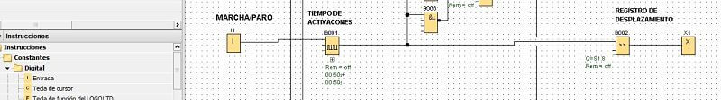 Registro desplazamiento bits en salidas LOGO 8 en el programa