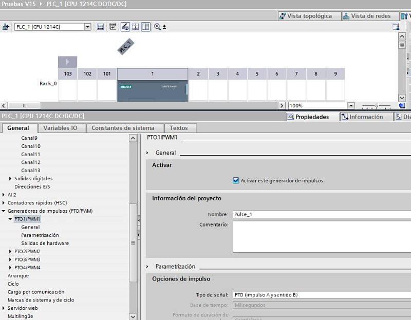 Seleccionar pulsos PTO en la configuración de dispositivos