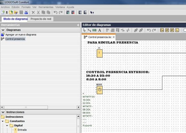 Simular luz para exterior en el control presencia LOGO 8