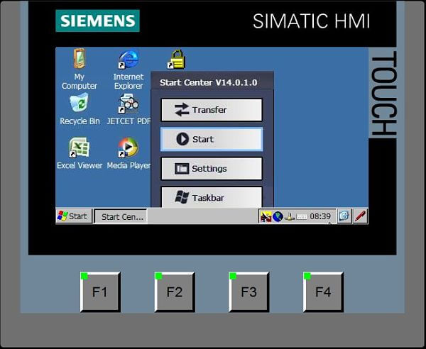 Acceder al panel de control mediante el botón de Settings para Restore programa HMI