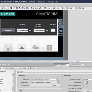 Datos del temporizador TON TIA Portal en la HMI