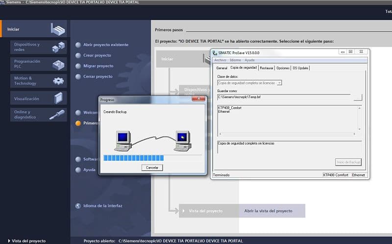 Guardar programa HMI Siemens en PC usando Prosave Ethernet