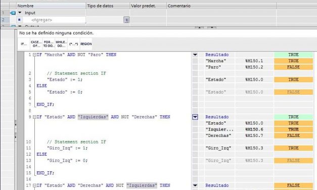 SCL control motor con IF usando condicionales en TIA Portal