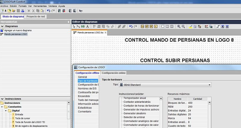 Tipo de CPU para el ejemplo de programación en LOGO!Soft