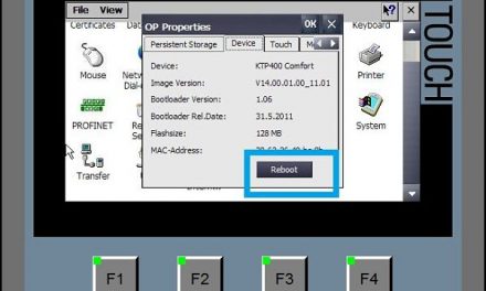 Reiniciar HMI desde el panel de control de una Comfort Panel