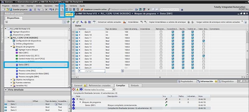 Compilación de un solo bloque en TIA Portal