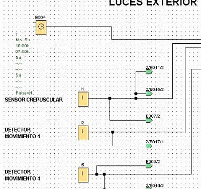 Control luces casa con LOGO con detectores y control horario