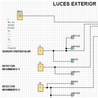 Control luces casa con LOGO con detectores y control horario