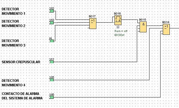 Condiciones de detectores y sensor crepuscular en control luces casa LOGO