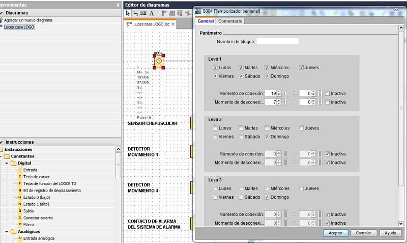 Conmutador horario en el control luces casa LOGO