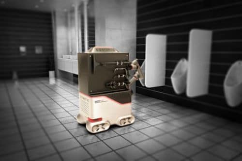 Robot limpia baños utilizando brazo robótico