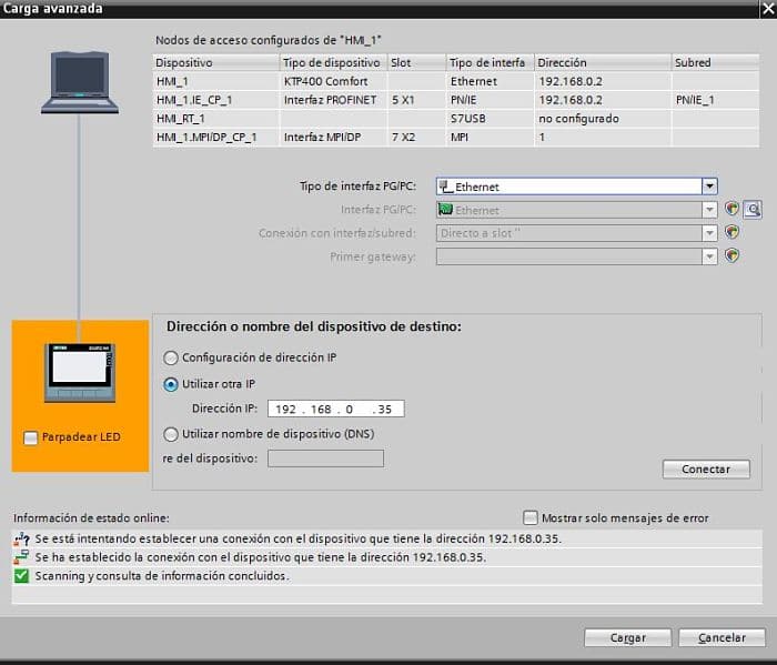 Modo de transferencia en HMI seleccionarlo en Control Panel