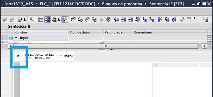 Sentencia SCL TIA PORTAL IF en el bloque FC para seleccionar