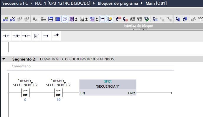 TIA Portal secuencia lectura de datos del FC1 cada 10 segundos.