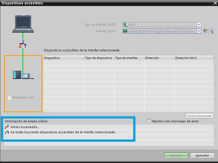 Buscando dispositivos en la red mediante TIA Portal comunicación PLC