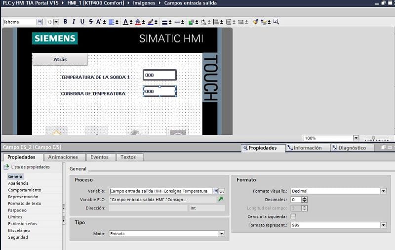 Configuración como solo entrada para consigna de temperatura