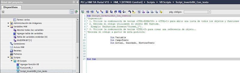 Definir variables en Script Invertir bit TIA Portal