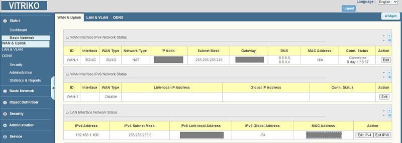 Opciones de WAN Interface dentro del Router