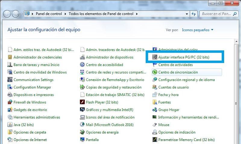 Panel de control Windows seleccionar Ajustar PG-PC