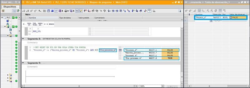 SET RESET SCL TIA Portal hacer el RESET en SCL en una sola línea