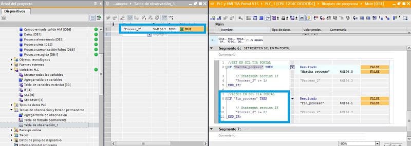 SET RESET SCL TIA Portal sentencia IF para hacer el RESET