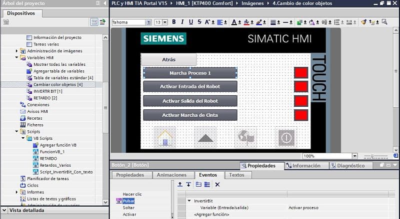 Asignar variables a los botones con la función de invertir bit