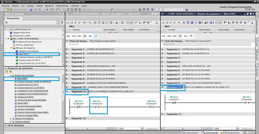 Comparar proyecto TIA Portal de forma visual con varios bloques