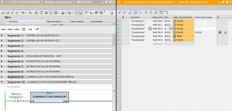 Forzar en tabla de variables la marca para activar la otra variable dentro del FC