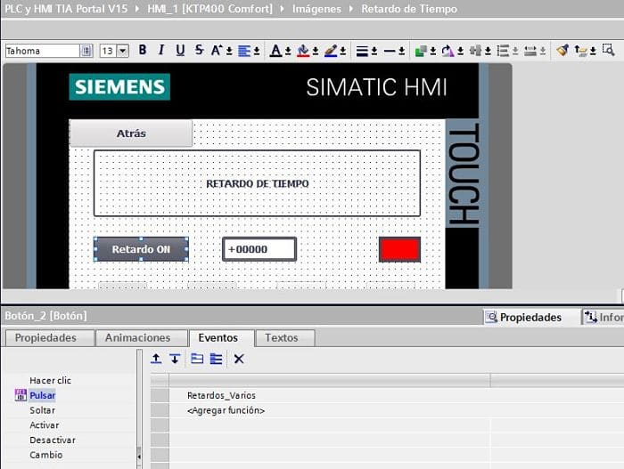 Llamada al script cuando pulsamos el botón en la HMI