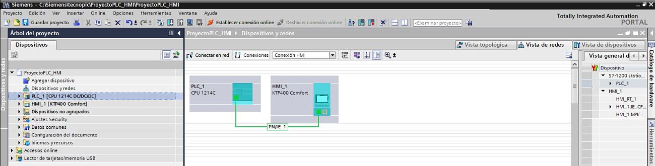 Proyecto TIA Portal PLC HMI integrados donde podrán compartir variables