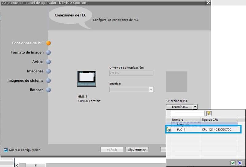 Seleccionar el PLC para establecer comunicación en TIA Portal PLC HMI proyecto
