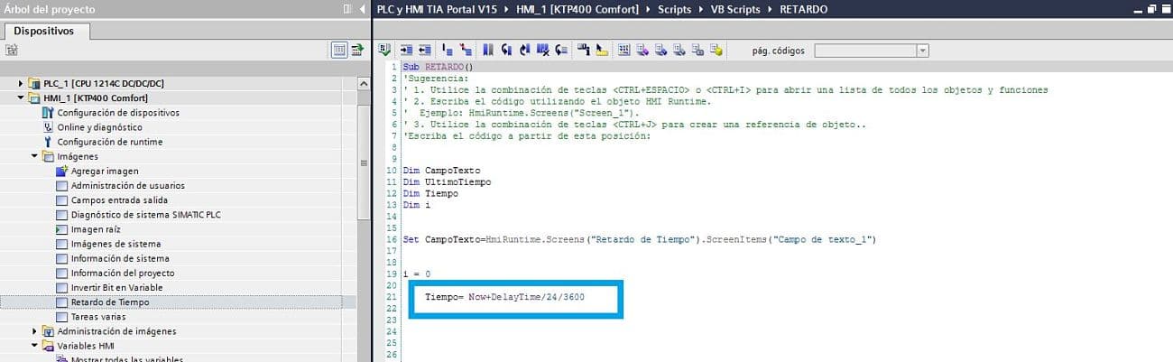 Variable para guardar el tiempo actual en script retardo TIA Portal