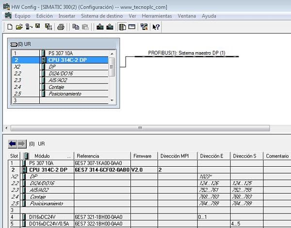 Configuración Hardware del proyecto antes de empezar el simulador Step7