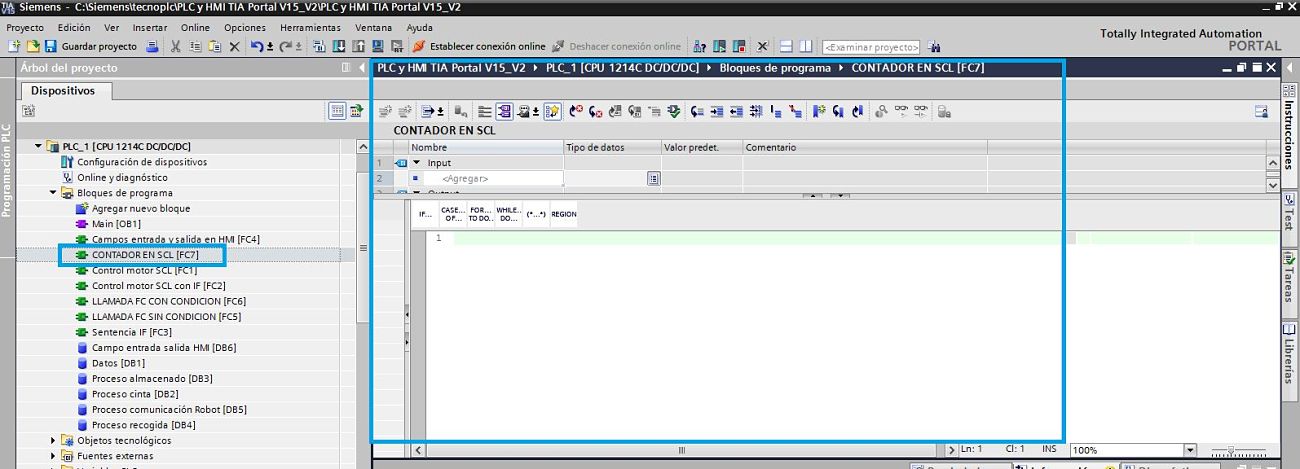 Crear un bloque en el proyecto TIA Portal para programar en SCL