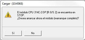 Nos pide el rearranque completo de la CPU al finalizar la carga